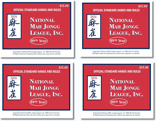Official 2026 National Mah Jongg League card, large-size four-pack
